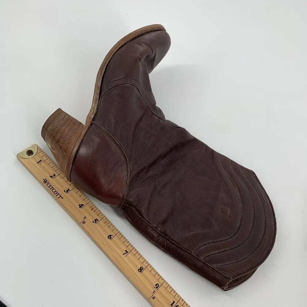 Vintage 1970s Dexter Leather Heeled Cowboy Boots 8.5 M Womens Dark Brown - Picture 7 of 9